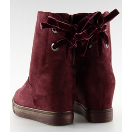 Boots à talon compensé caché HQ886 Bordeaux rouge 5