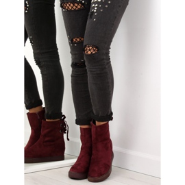 Boots à talon compensé caché HQ886 Bordeaux rouge 7