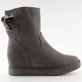 Boots grises sur talon compensé caché HQ886 Gris 6