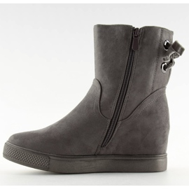 Boots grises sur talon compensé caché HQ886 Gris 3