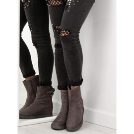 Boots grises sur talon compensé caché HQ886 Gris 7