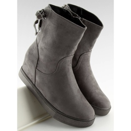 Boots grises sur talon compensé caché HQ886 Gris 8