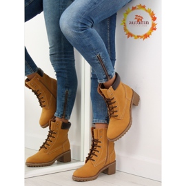 Bottines en bois à talons hauts, camel 7-9028 brun 1