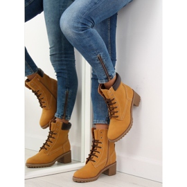 Bottines en bois à talons hauts, camel 7-9028 brun 2