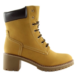 Bottines en bois à talons hauts, camel 7-9028 brun 6