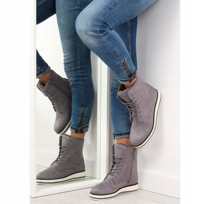 Gris Bottines à lacets 6207 Gris 2