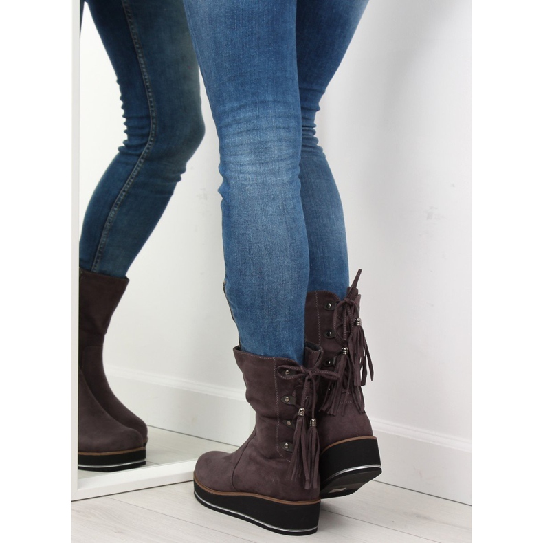 Gris Bottes grises pour femmes TH17-7 Gris 1