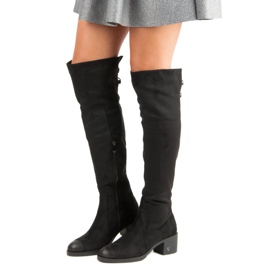 Cuissardes à talons hauts en daim vinceza noir 1