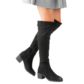 Cuissardes à talons hauts en daim vinceza noir 2