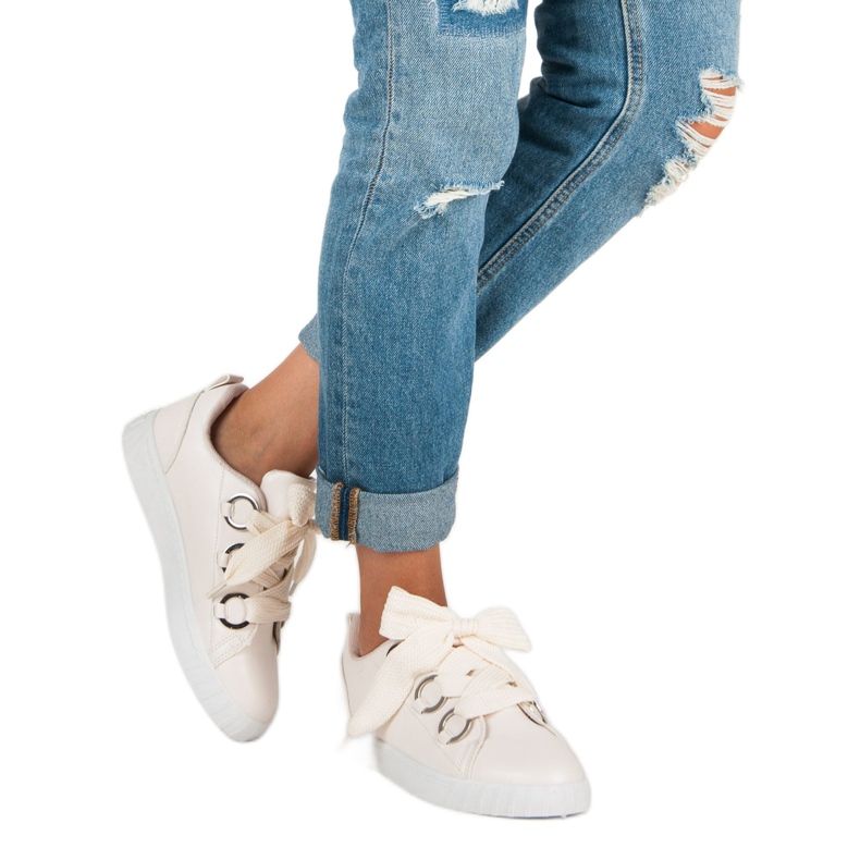 Super Me Baskets à lacets beiges 2