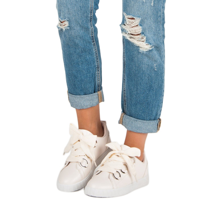 Super Me Baskets à lacets beiges 1