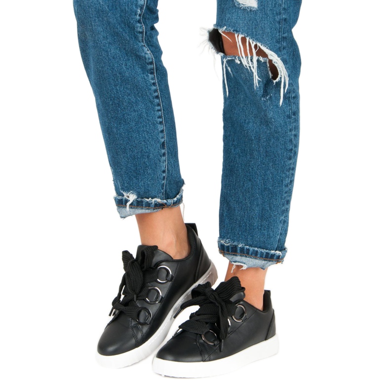 Super Me Baskets noires à lacets 1