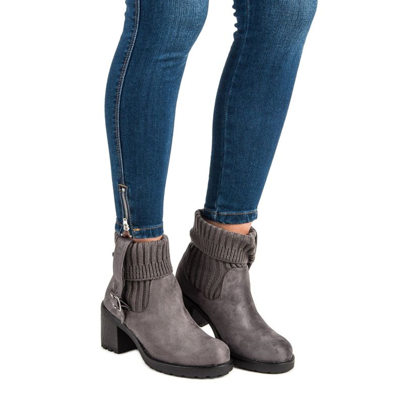 Seastar Bottines à talons en daim gris 2