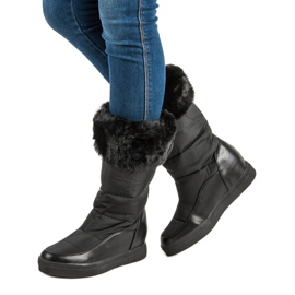 Seastar Bottes de neige noires avec fourrure 1