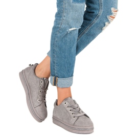Baskets mode en daim gris 2