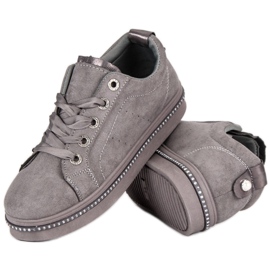 Baskets mode en daim gris 4