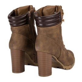 Kayla Bottines à talons nouées brun 1