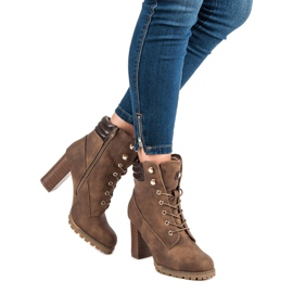 Kayla Bottines à talons nouées brun 2