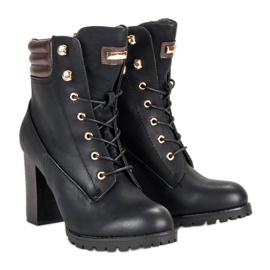 Kayla Bottines à talons nouées noir 1
