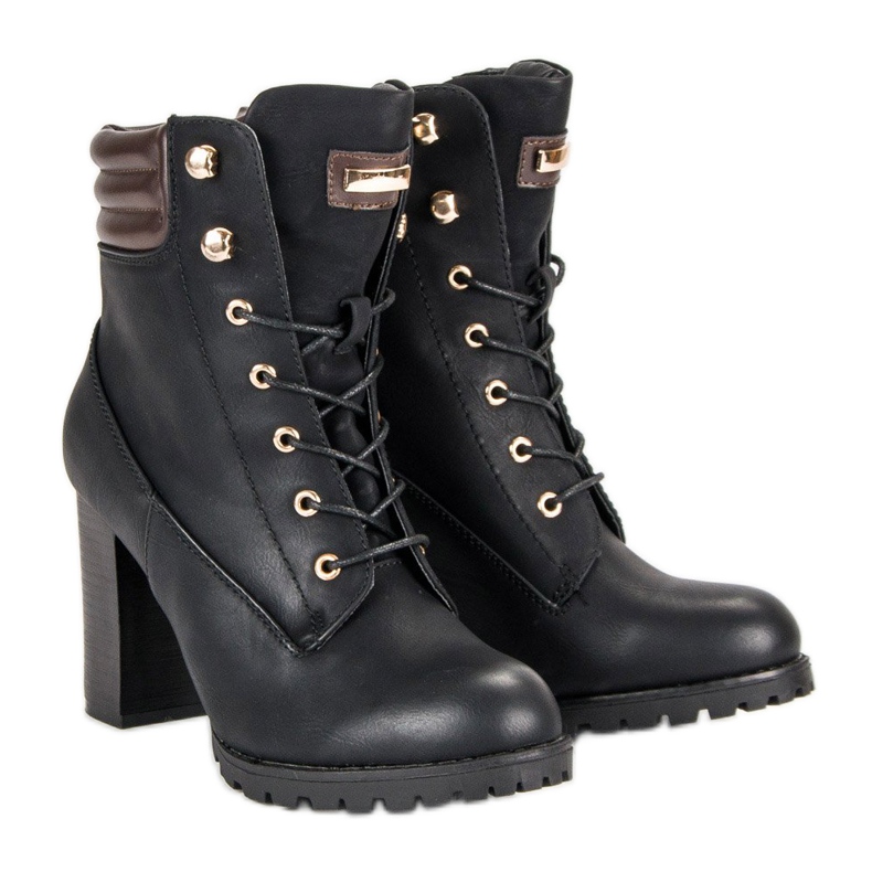 Kayla Bottines à talons nouées noir 1
