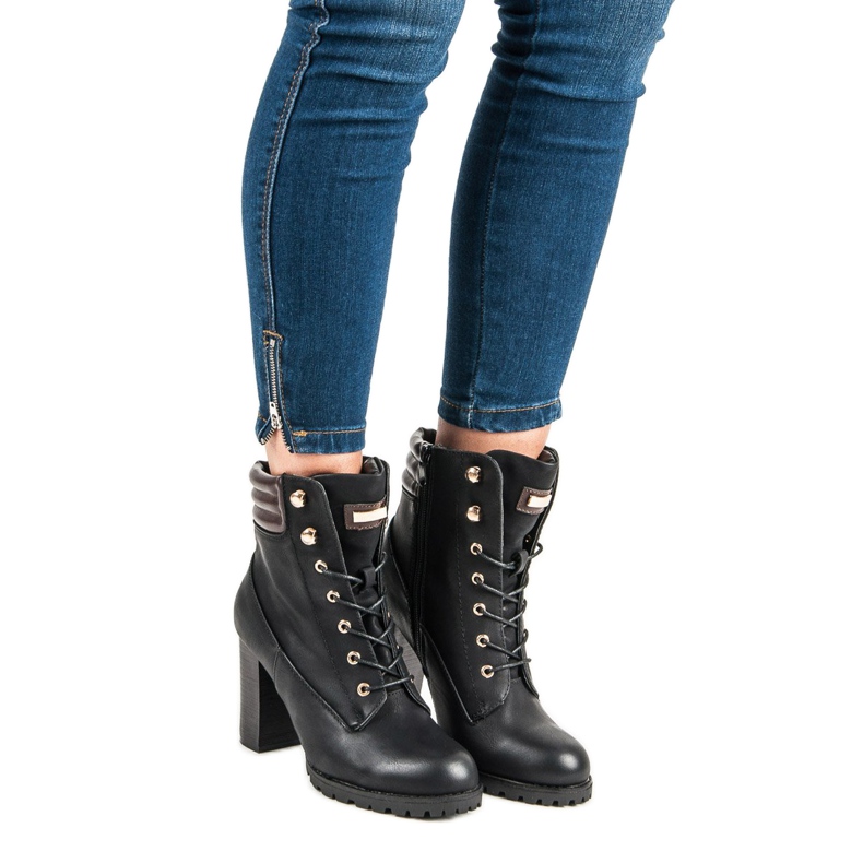 Kayla Bottines à talons nouées noir 2