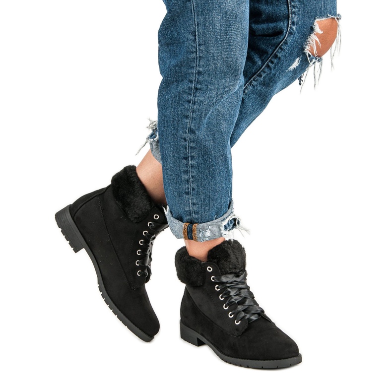 Seastar Bottes nouées en daim le noir 1