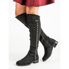 Super Me Bottines en daim à talons plats le noir 2