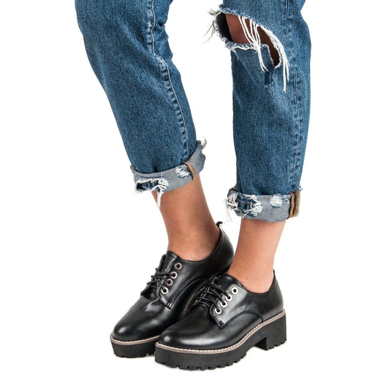 Chaussures à lacets à la mode noir 1