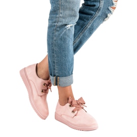 Baskets à lacets en daim rose 2