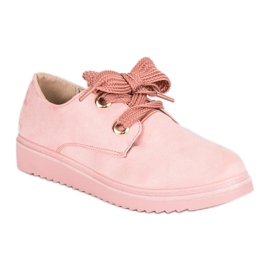 Baskets à lacets en daim rose 4