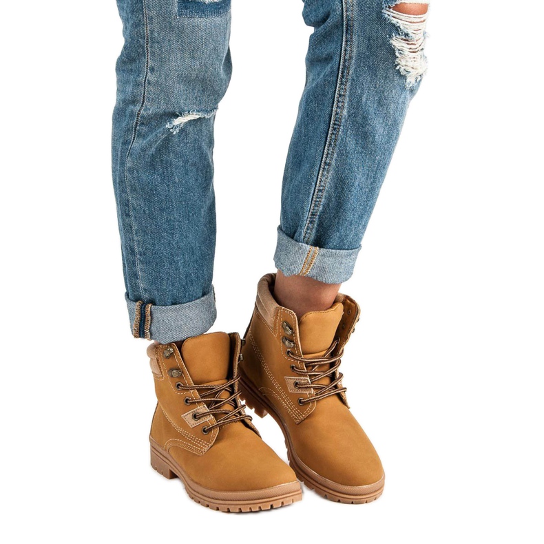 Bottes de randonnée nouées camel brun 1