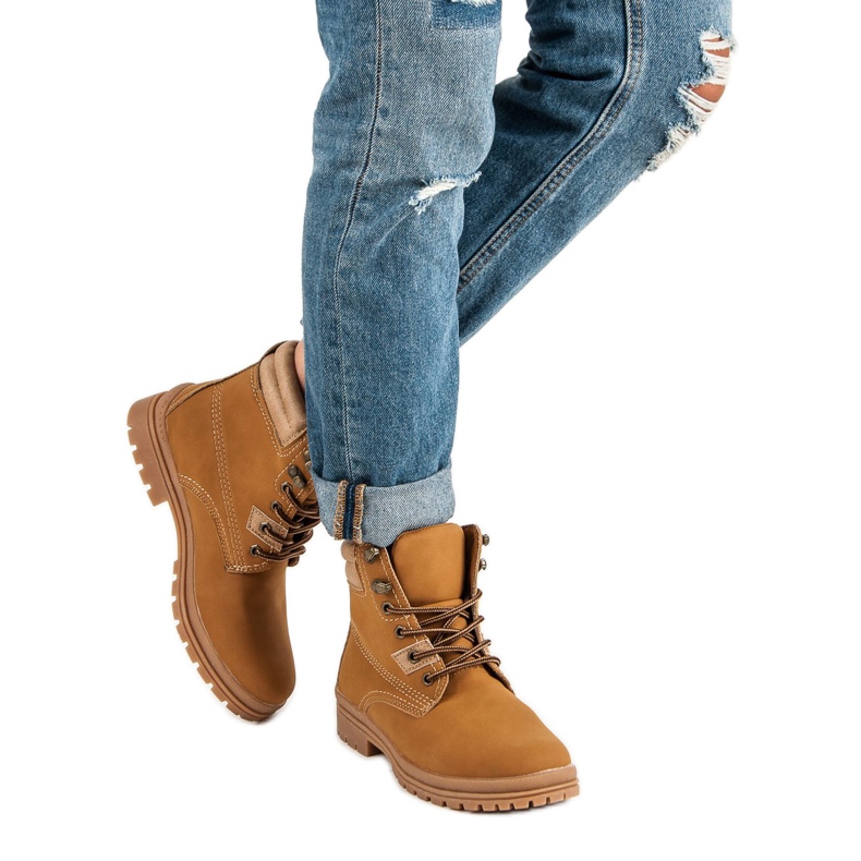 Bottes de randonnée nouées camel brun 2