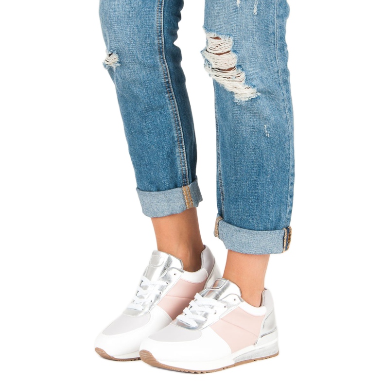 Betler Chaussures de sport pastel blanc gris rose 1