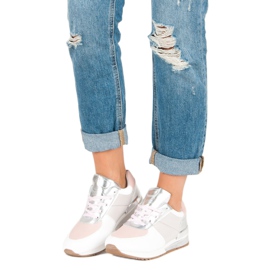 Betler Chaussures de sport pastel blanche gris rose 1