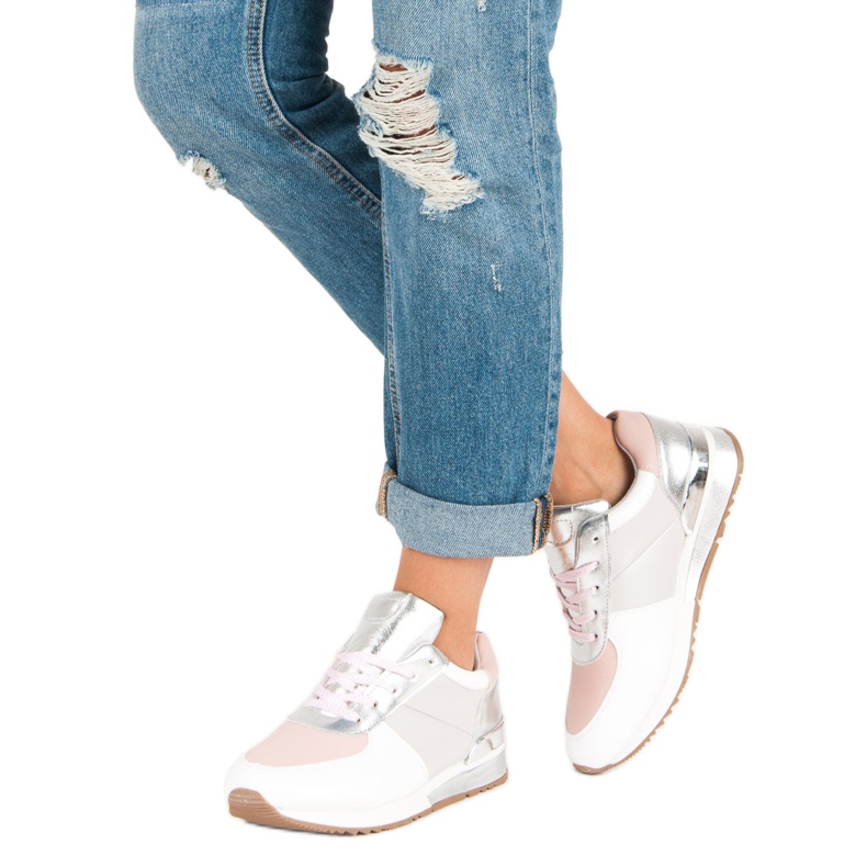 Betler Chaussures de sport pastel blanc gris rose 2