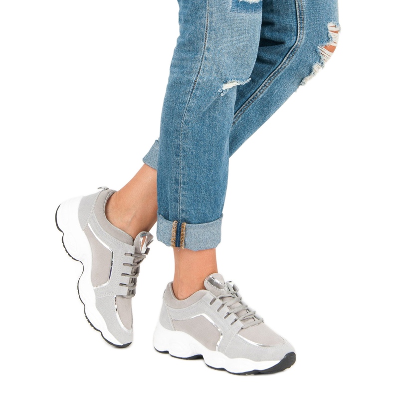 Vices pour chaussures de sport en daim gris 2