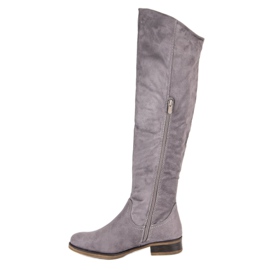 Super Me Bottines en daim à talons plats gris 2