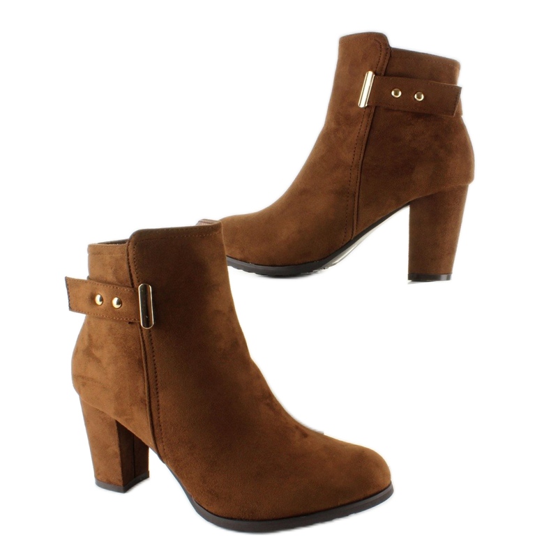 Boots à boucle dorée XD-08 Camel brun 2