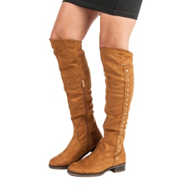 Super Me Bottines en daim à talons plats brun 4