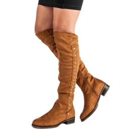 Super Me Bottines en daim à talons plats brun 1