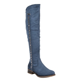 Super Me Bottines en daim à talons plats bleu 1