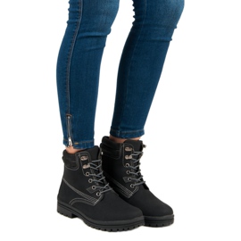 Bottes de randonnée noires nouées le noir 1 Bottes de randonnée noires nouées le noir 1