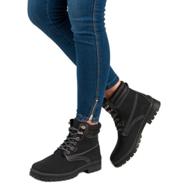Bottes de randonnée noires nouées le noir 2 Bottes de randonnée noires nouées le noir 2