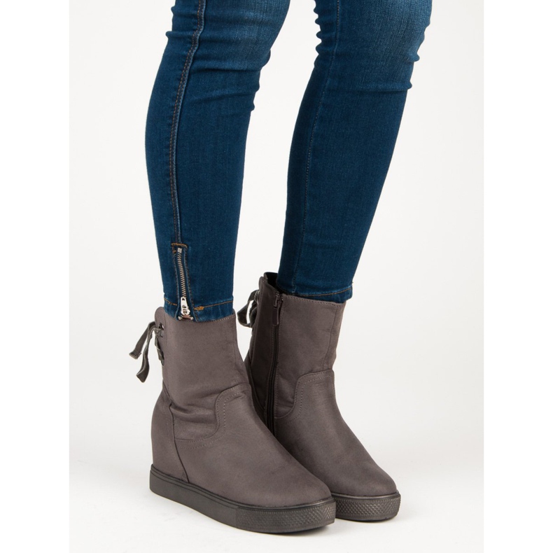Bestelle Bottines compensées bordeaux gris 1 Bestelle Bottines compensées bordeaux gris 1