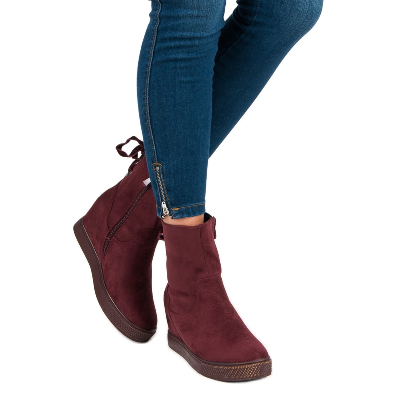 Bestelle Bottines compensées bordeaux multicolore rouge 2