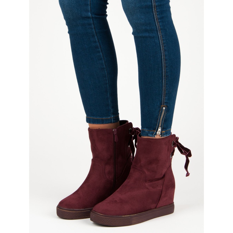 Bestelle Bottines compensées bordeaux multicolore rouge 1