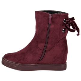 Bestelle Bottines compensées bordeaux multicolore rouge 3