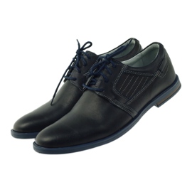 Riko Chaussures en cuir bleu marine masculin 819 4