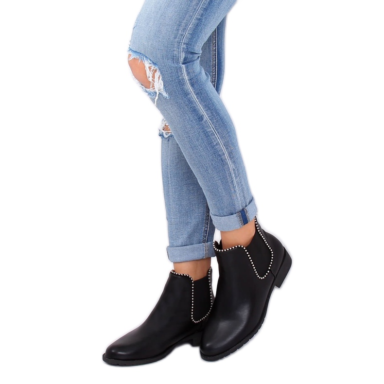 Bottines Chelsea noires à perles Q-30 Noir le noir 2