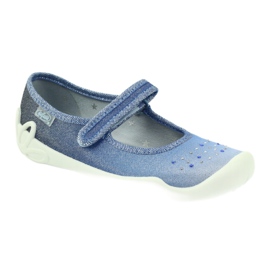Chaussons filles paillettes Befado 114y316 bleu gris bleu marin 2